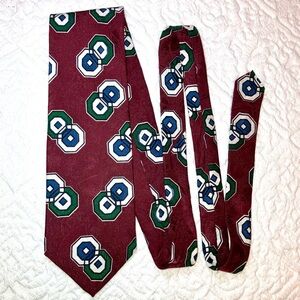 Vintage Eaton silk tie, burgundy red, green & blue